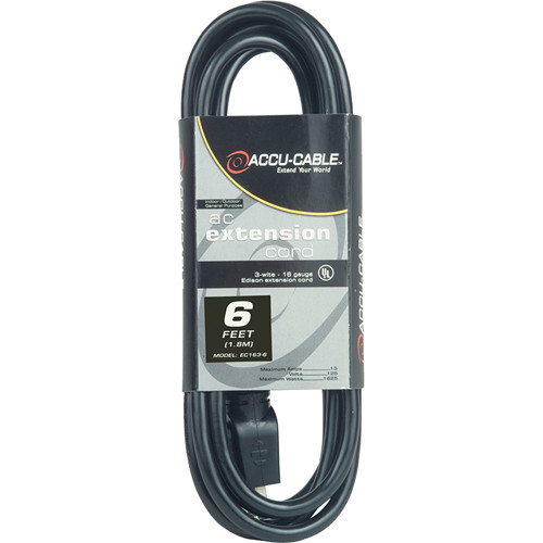 Picture of American DJ EC163-6 1.756 ft. 16 AWG 3 Gauge Edison Extension Cord&#44; Black