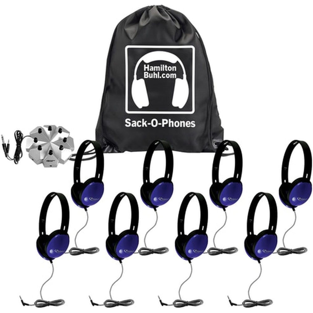 Picture of Hamilton SOP-PRM8JB Sack-O-Phones-8 Primo-PRM100 Headphones 1 JBP8VA Jackbox in Carry&#44; Blue