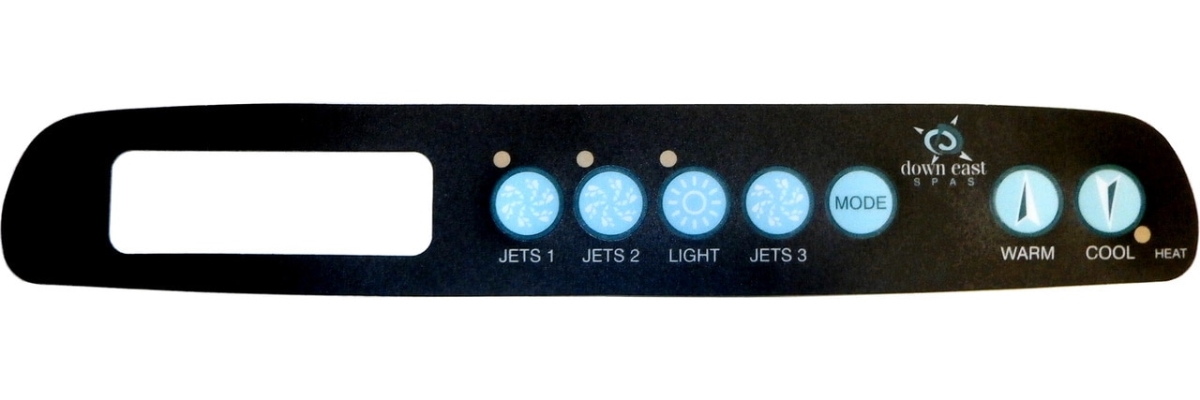 Down East MAS480 7 Button Long LCD Jet 1-2-3 Light Mode Warm Cool Spa Side Overlay