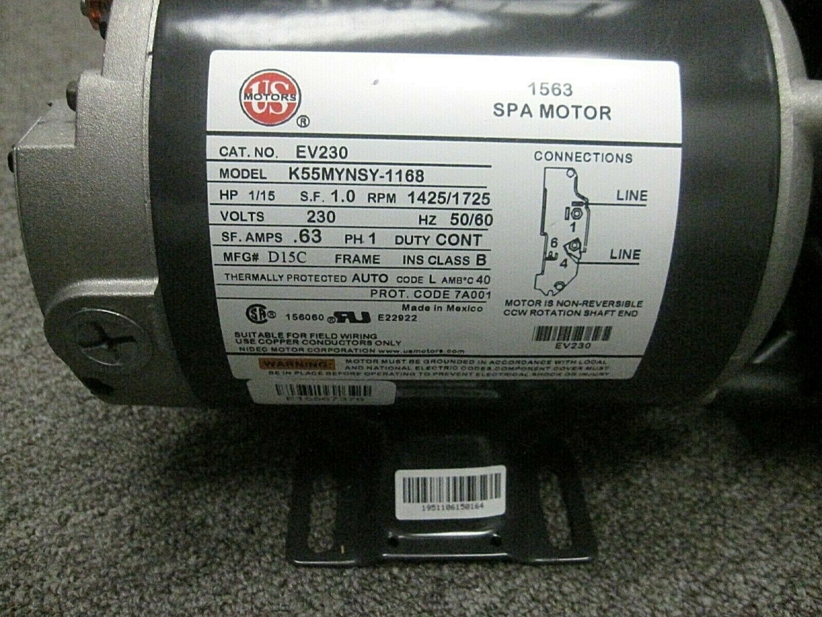 EV230 0.07 HP 1425 Rpm 1 Speed Nidec Thru-Bolt Pump Motor