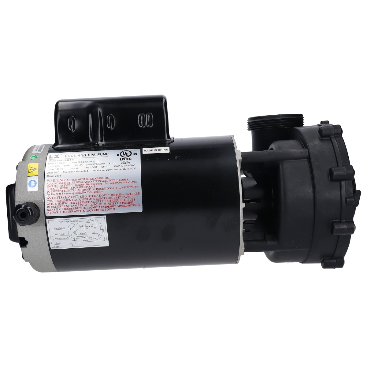 56WUA400-II-NF 2 in. In & Out 2.5 HP 230V 2-Speed Pump - 12A 56 Frame Baseless & No Feet
