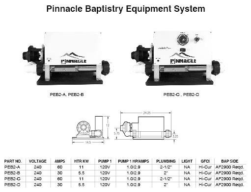 Hydro-Quip BES-6005T 230V 11kW Baptismal Equipment System with Time Clock