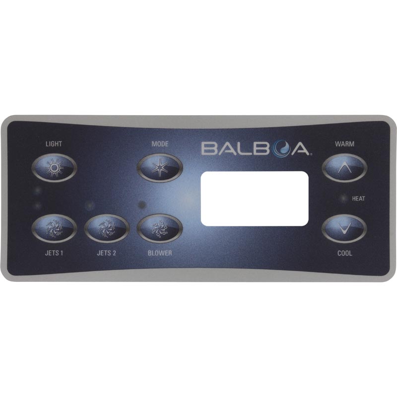 7-Button Spa Side Overlay - Light, Mode, Jets 1, Jets 2, Blower, Warm, Cool