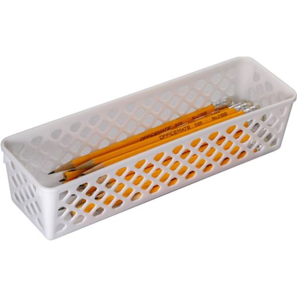 Picture of OIC OIC26204 3.4 x 10.1 x 3.6 in. Compact Stackable Storage Space Basket&#44; White - Plastic - Pack of 3