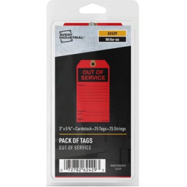 Picture of Avery AVE62429 Preprinted out of Service Service Tags&#44; Red