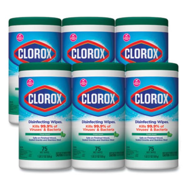 CLO01656 7 x 8 Fresh Scent Disinfecting Wipes, White - 75 Per Canister