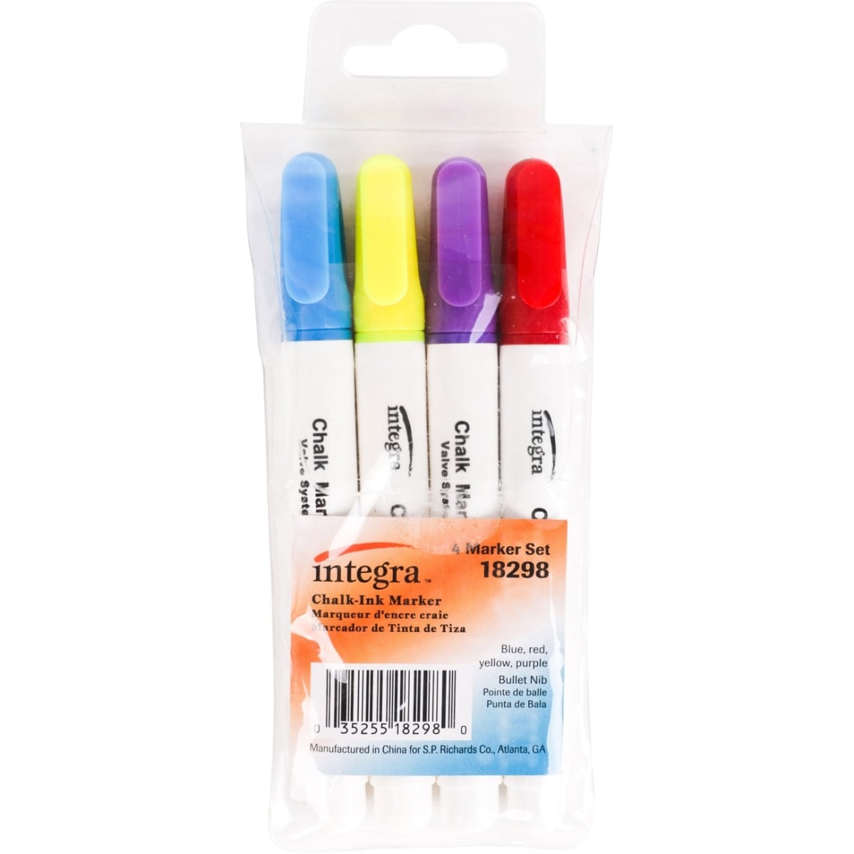 Integra ITA18298 Chalk Ink Marker, Assorted Color - Pack of 4