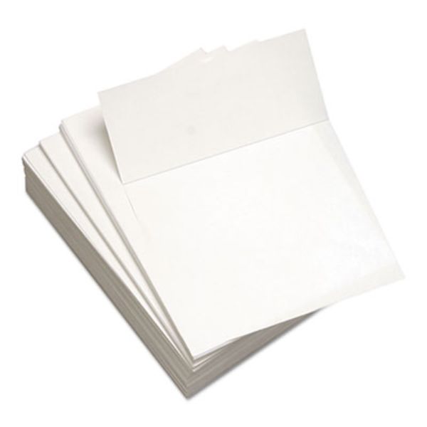 20 lbs 8.5 x 11 Custom Cut-Sheet Copy Paper for 92 Bright, Micro-Perforated 3.66 in. from Top, White - 500 Per Ream