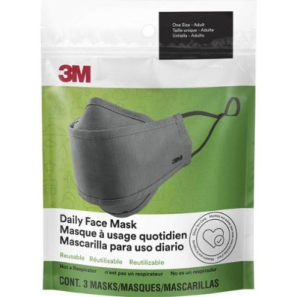 Picture of 3M MMMRFM1003 Daily Face Masks Washable Cotton, Gray - Pack of 3