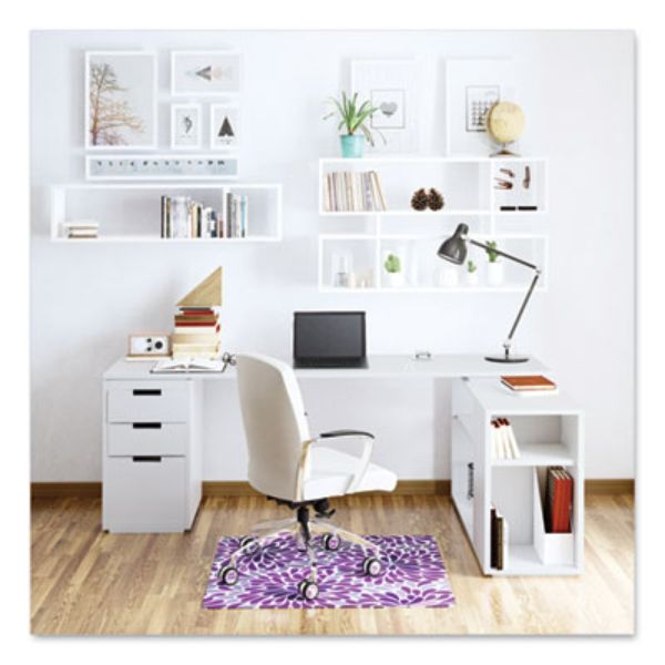 Picture of Deflecto DEFCM3540PR 35 x 40 Rain FashionMat Chair Mat&#44; White & Purple - Rectangular