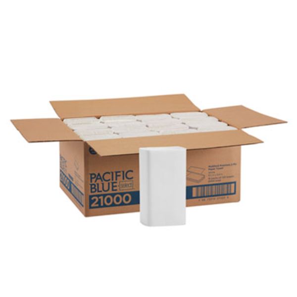 9.2 x 9.4 Select Multi-Fold 2 Ply Paper Towel, Blue & White - 125 Per Pack