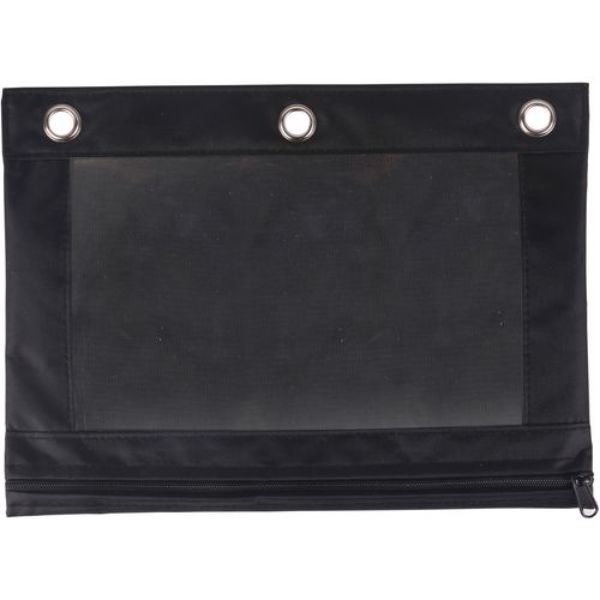 Binder Pencil Pouch, 10" x 7.4", Black, 6PK