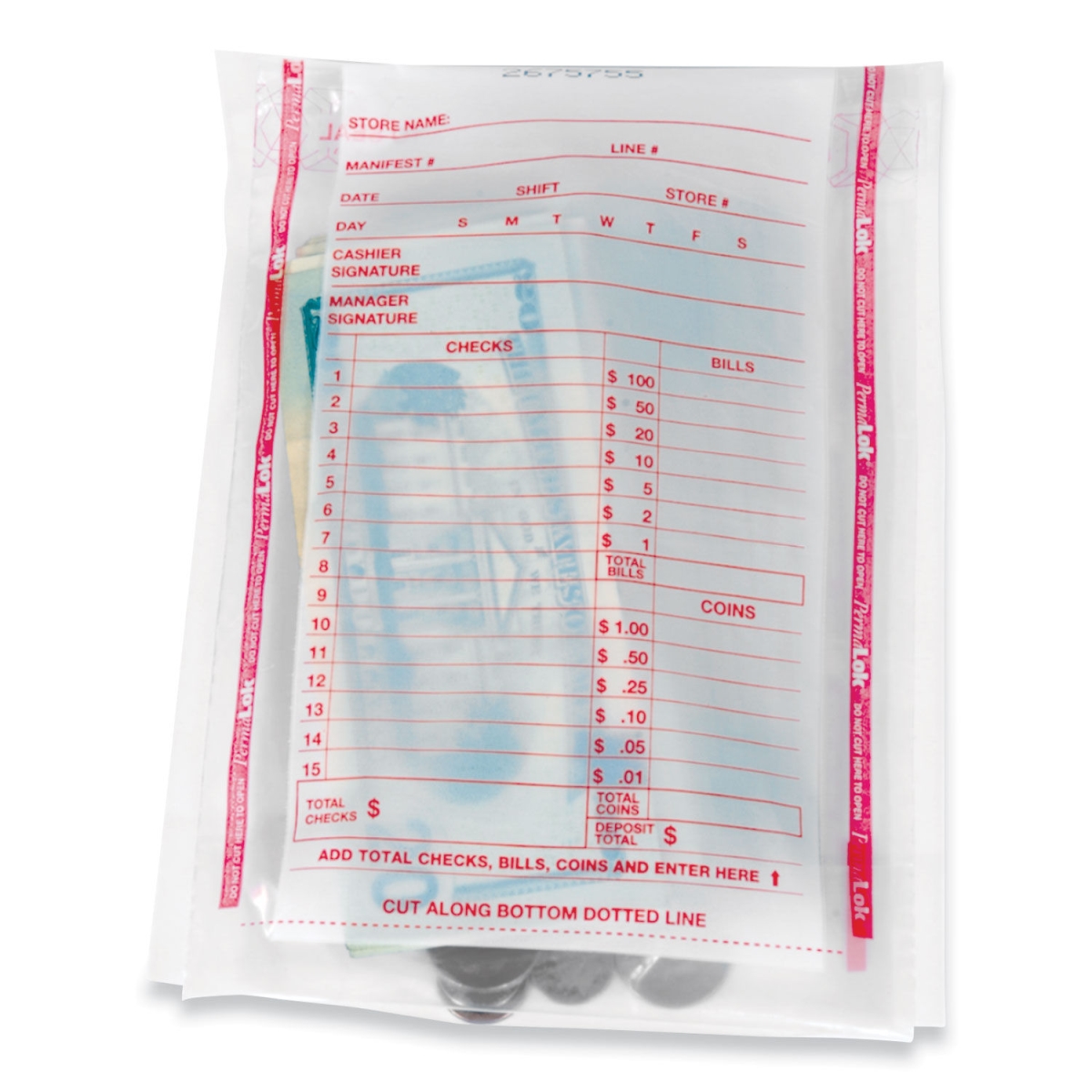 Picture of Permalok CNK585013 5.75 x 8.75 in. Transmit Cash Deposit Bag, Clear - Pack of 1000