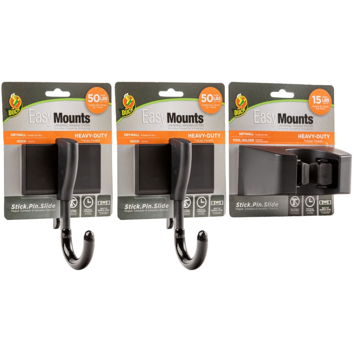 EasyMounts Heavy-Duty Garage Kit, Black - Pack of 3