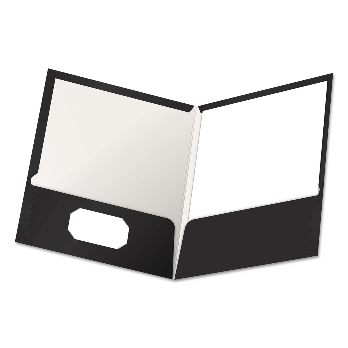 Picture of Oxford OXF51706 2 Pocket High Gloss Laminated Paperboard Folder&#44; Black - Pack of 25