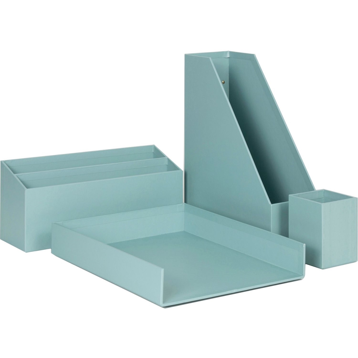 UBR3630U0002 Paper Wrapped Desk Organization Kit, Teal - 4 Piece