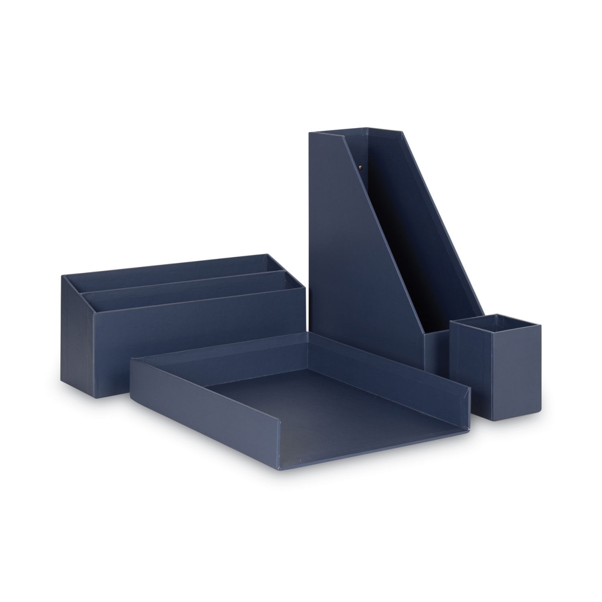 Paper Wrapped Desk Organization Kit, Navy - 4 Piece
