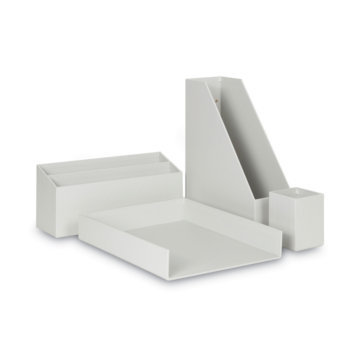 Paper Wrapped Desk Organization Kit, Gray - 4 Piece