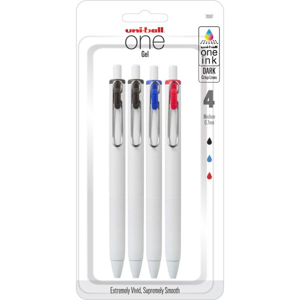 UBC70307 0.7 mm UB One Gel Pens, Assorted - Pack of 4