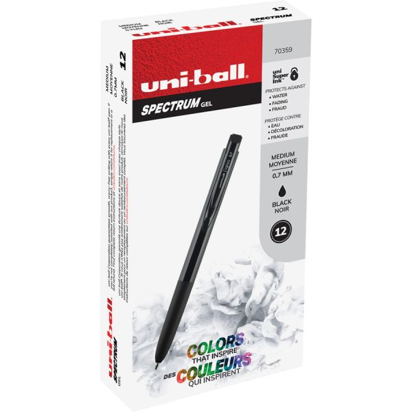 0.7 mm Spectrum Gel Pen, Black - Pack of 12