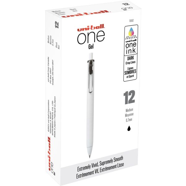 0.7 mm One Gel Pen, Black - Pack of 12