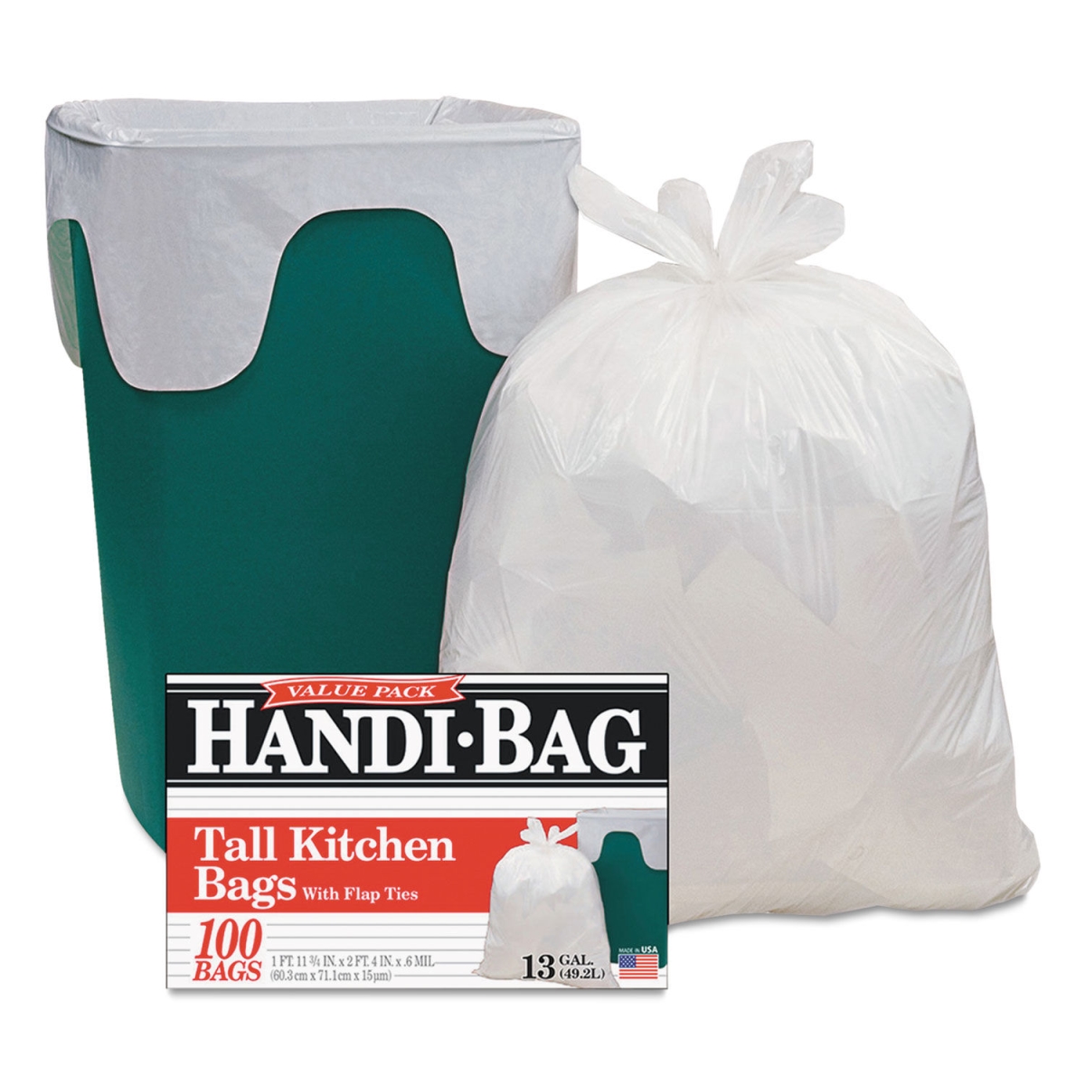 Picture of Handi-Bag WBIHAB6FK100CT 13 gal Liner Super Value Pack, White - Pack of 6