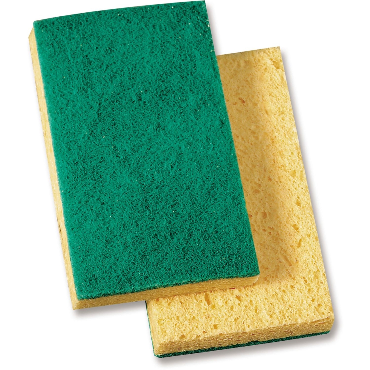 Medium-Duty Sponge Scrubber, Green & Yellow - Pack of 20