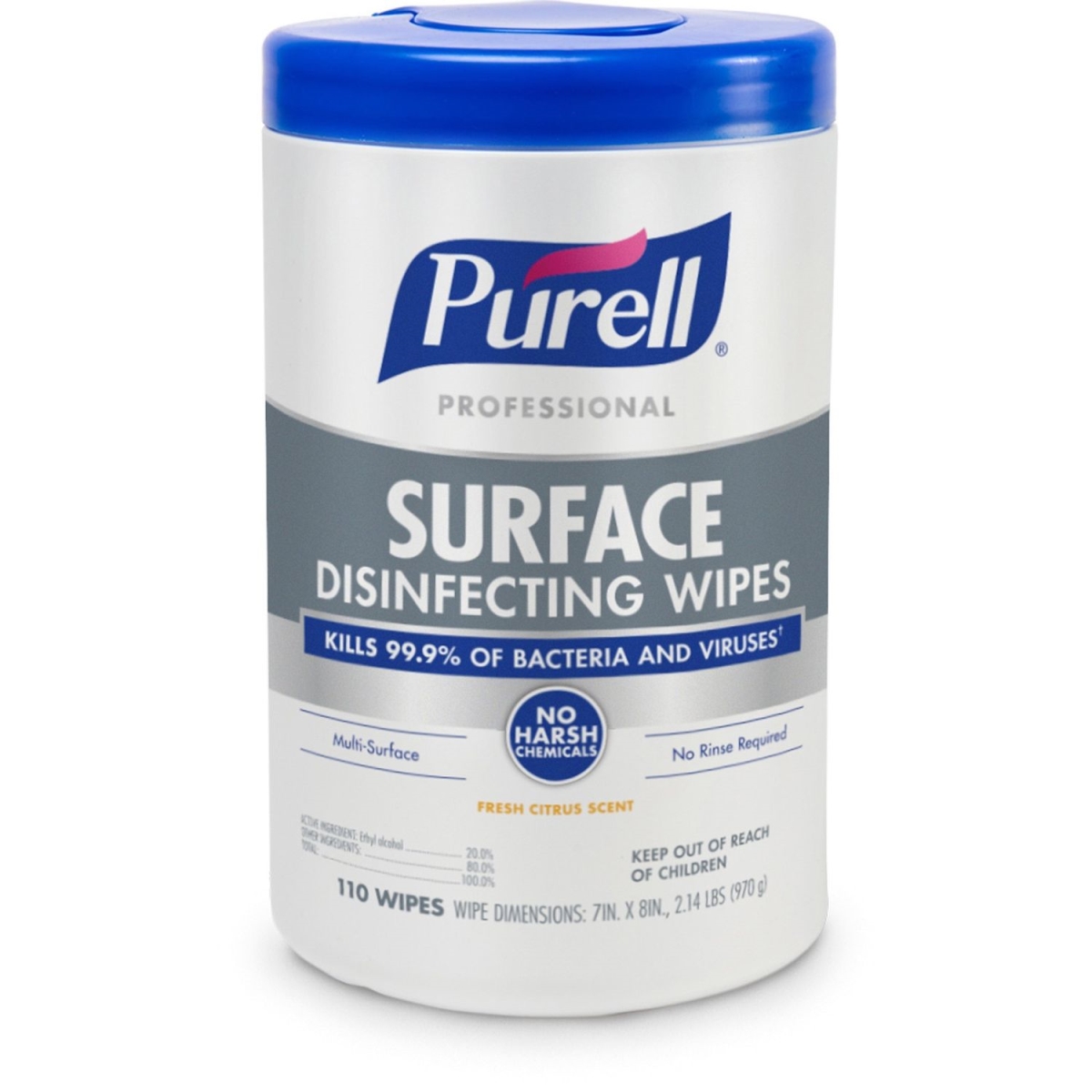 Professional Surface Disinfect Canister Wipes - 110 Count