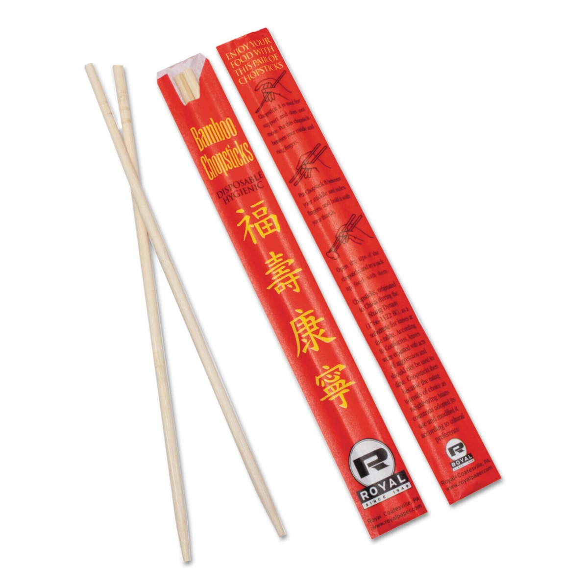Picture of AmerCare Royal EGS054000 9 in. Bamboo Chopsticks - Red - Pack of 1000