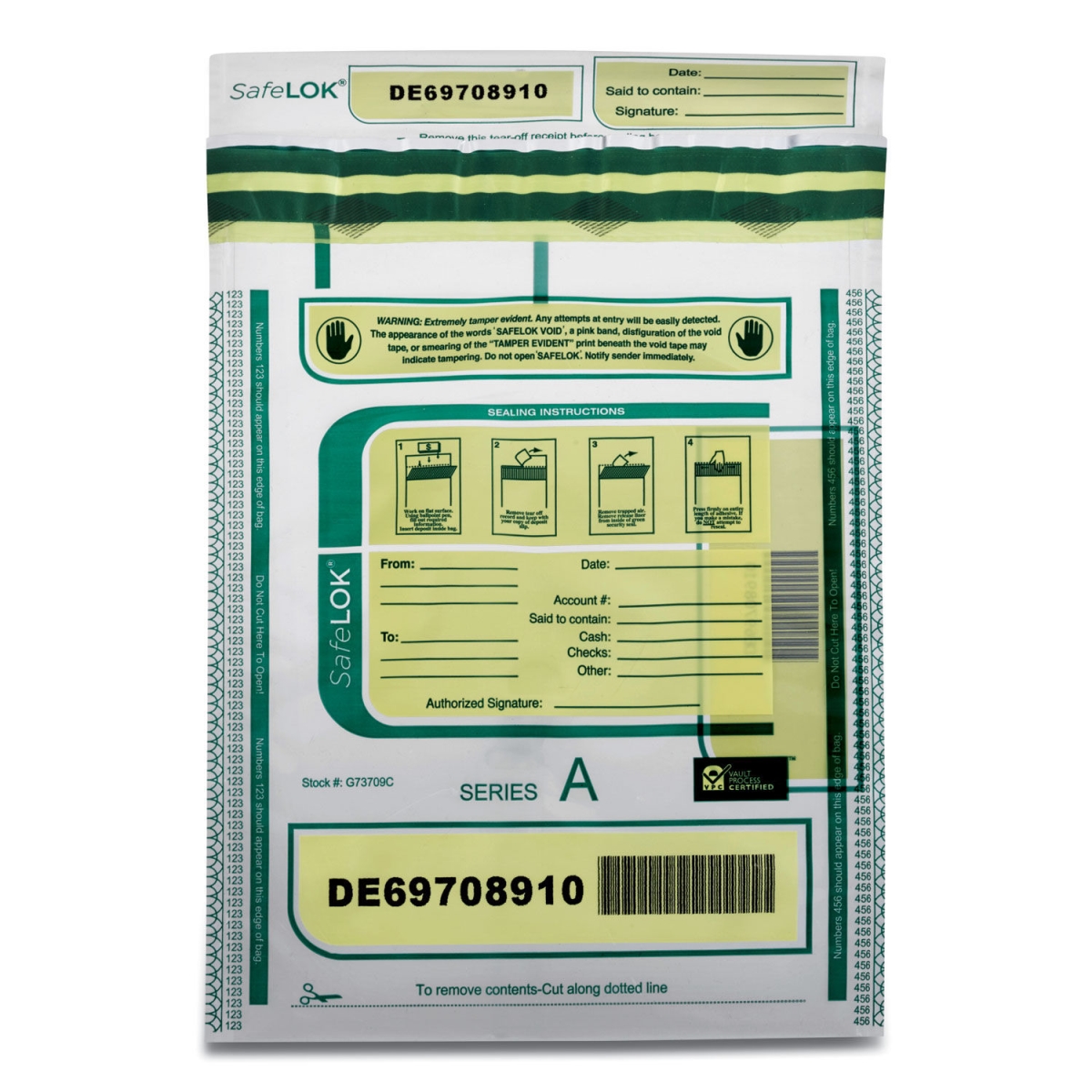 CNK585087 9 x 12 in. Plastic Tamper-Evident Deposit Bag, Clear - Pack of 100 -  Safe Lok