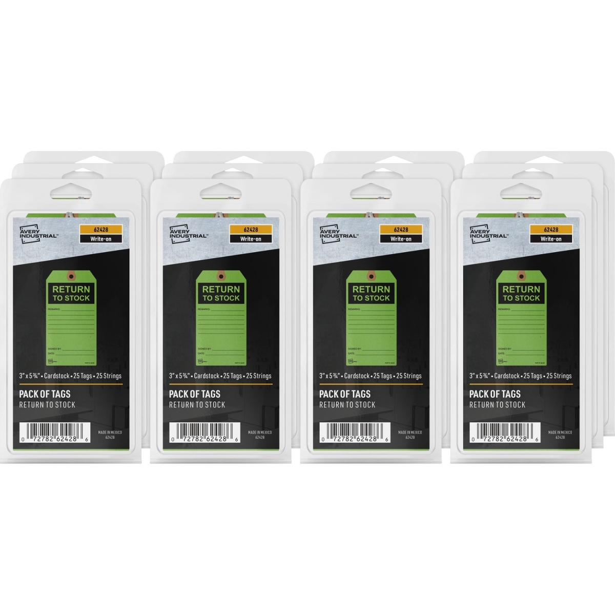 Picture of Avery AVE62428CT 5.75 x 3 in. Return To Stock Rectangular Preprinted Inventory Tags&#44; Green - Pack of 12
