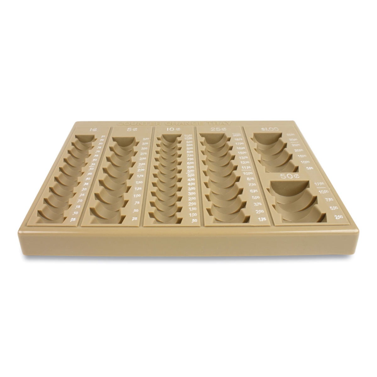 Picture of Control Tek CNK500025 6-Denomination Plastic Self Counting Loose Coin Tray&#44; Tan