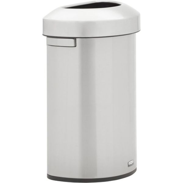 Rubbermaid Commercial Products  16 gal Stainless Steel Rubbermaid Commercial Refine Half-Round Waste Trash Can Container, Silver - 29.5 x 12.4 in.