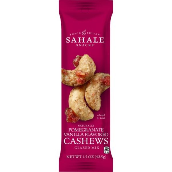 1.5 oz Pomegranate Vanilla Flavored Cashews Snacks Nuts - Pack of 18