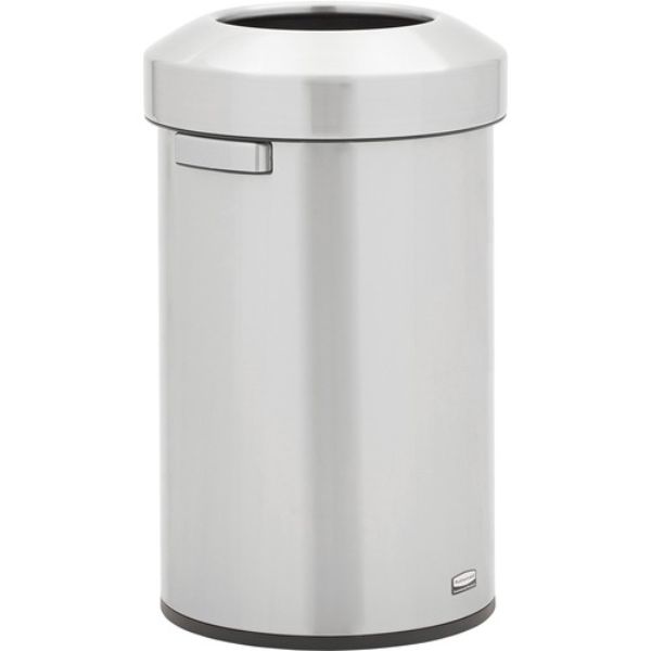 16 gal Metal Round Rubbermaid Commercial Refine Waste Container, Stainless Steel