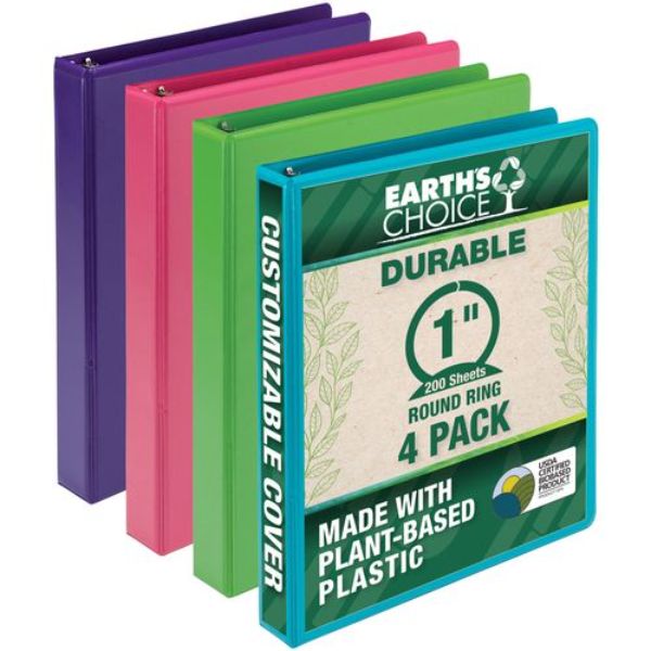 1 in. Earthchoice Durable View Binder, Pack of 4