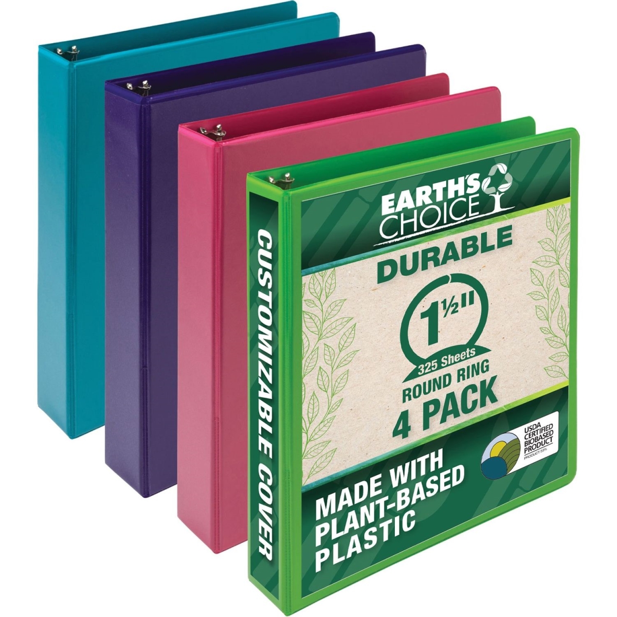 SAMMS48659 1.5 in. Earthchoice Durable View Binder, Assorted Color - Pack of 4
