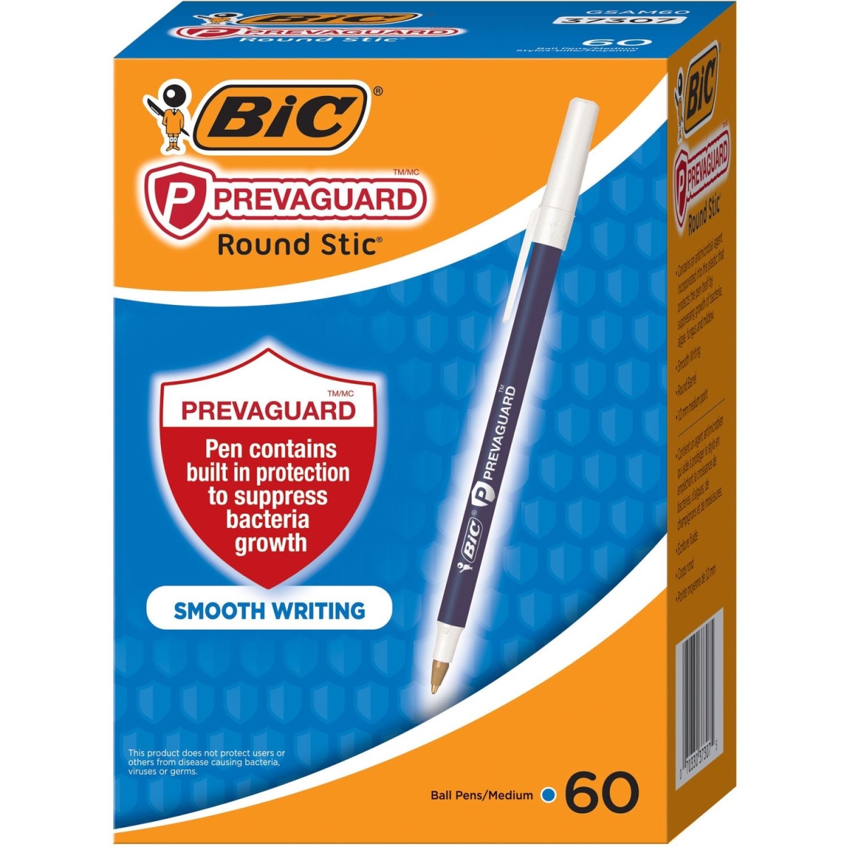 Picture of BIC BICGSAM60BE 1 mm Preva Guard Round Stic Ballpoint Pen&#44; Blue - Pack of 60