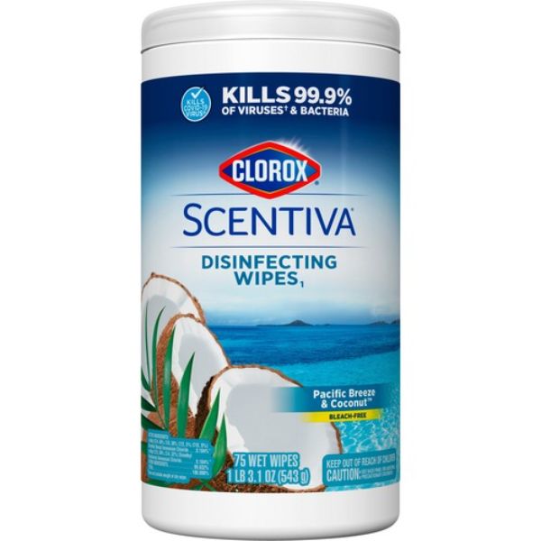 Pacific Breeze & Coconut Scent Scentiva Bleach-Free Disinfecting Ready-To-Use Wipes, White - 75 Count -  The Clorox, TH462727