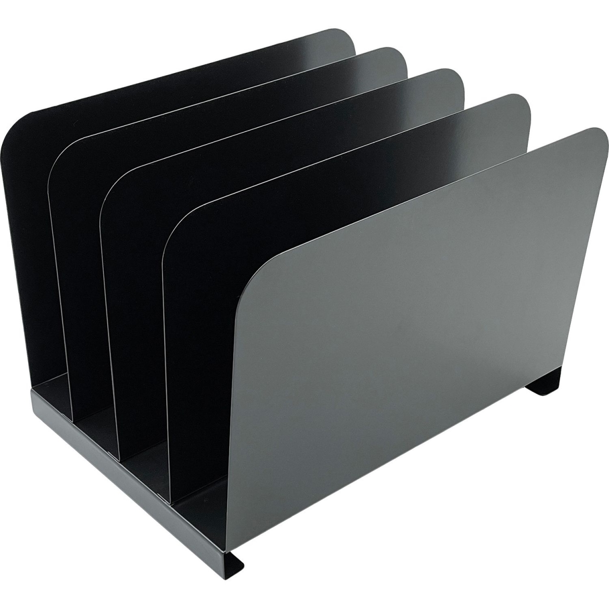 4 Compartments Durable Steel Vertical Desk Organizer - Black