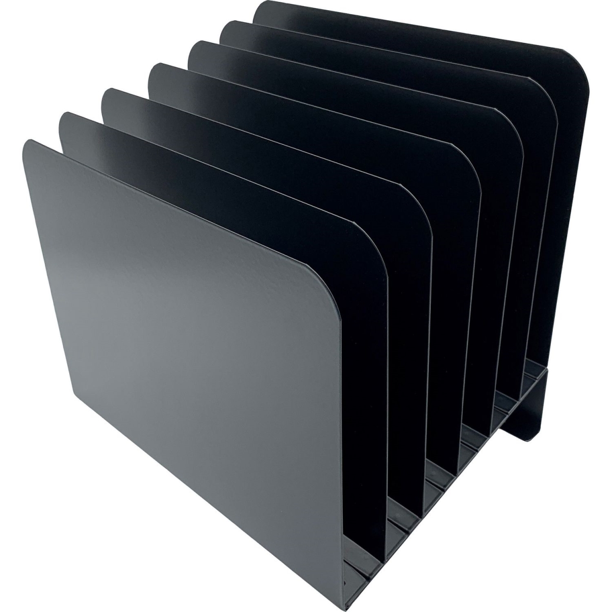 HURHASZ0156 8 Compartment Durable Steel Slanted Vertical Slots Desktop Organizer, Black