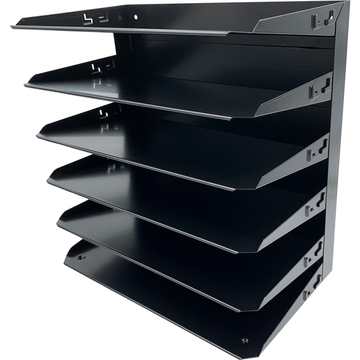 Steel Horizontal Desk Organizer - Black - 6 Compartments - Durable Design
