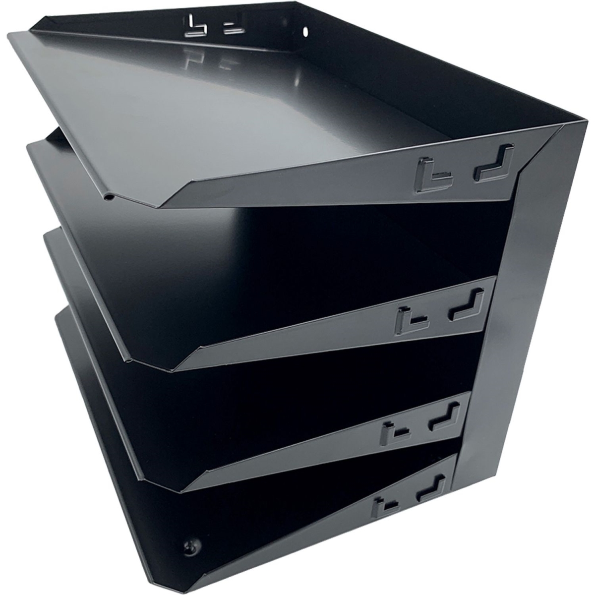 HURHASZ0152 4 Compartments Steel Horizontal Slots Desk Organizer, Black
