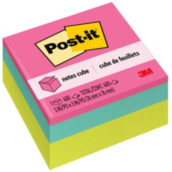 Picture of 3M MMM2027BRT 3 x 3 in. Super Sticky Notes Cubes&#44; Pink&#44; Aqua Splash & Acid Lime