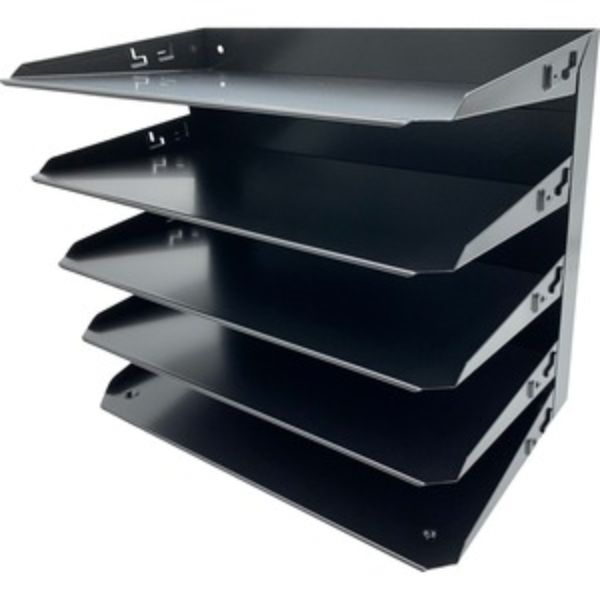 15 in. Horizontal Slots Desk Organizer, Black - 5 Compartment - Legal Size