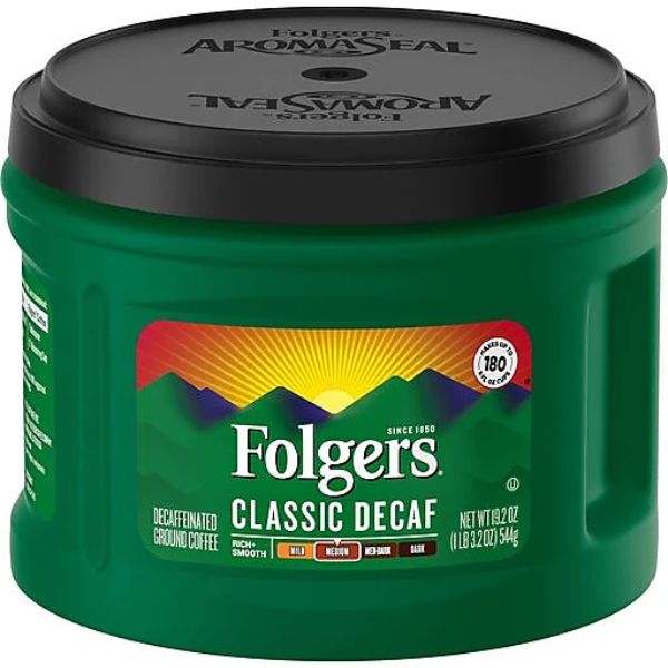 Picture of Folgers FOL30406 19.2 oz Canister Classic Roast Decaffeinated Ground Coffee