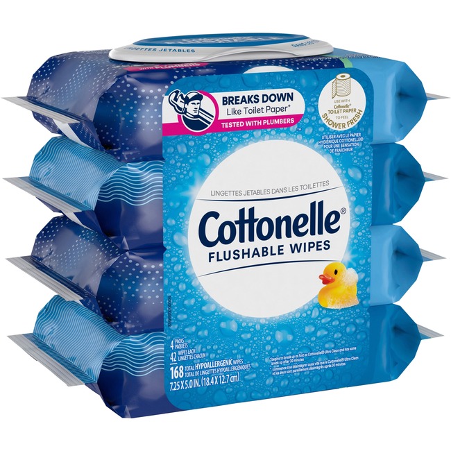 7.25 in. Cottonelle Flushable Wipes, White - Pack of 4