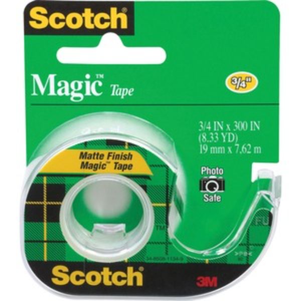 MMM105BX 25 ft. x 0.75 in. Scotch Dispensing Matte Finish Magic Tape Handheld Dispenser, Pack of 12