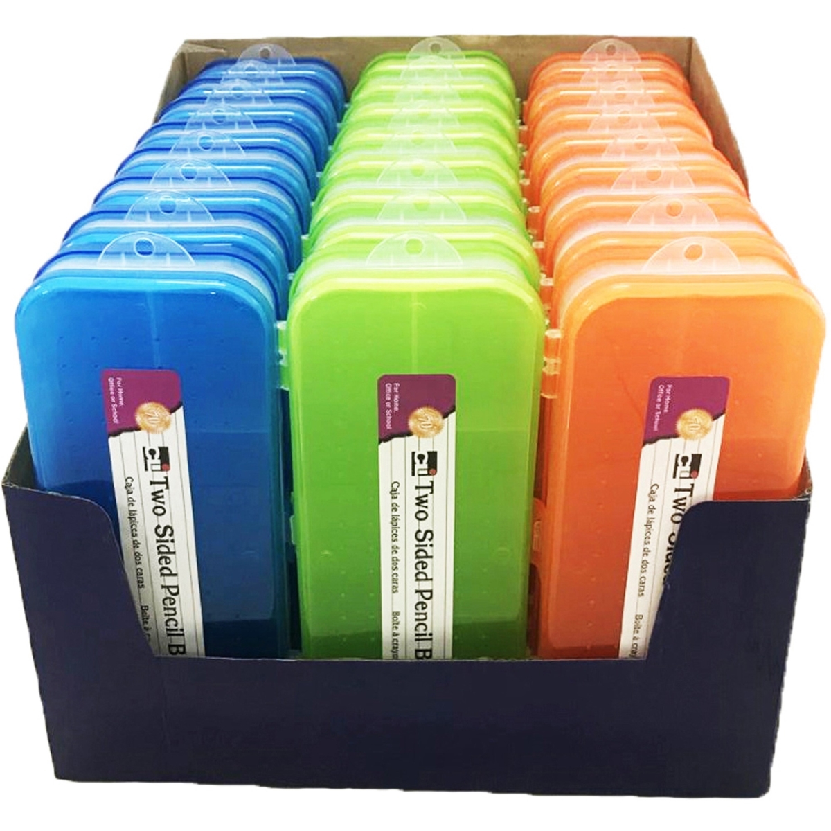 Double-sided Pencil Boxes, Multi Color - Pack of 24