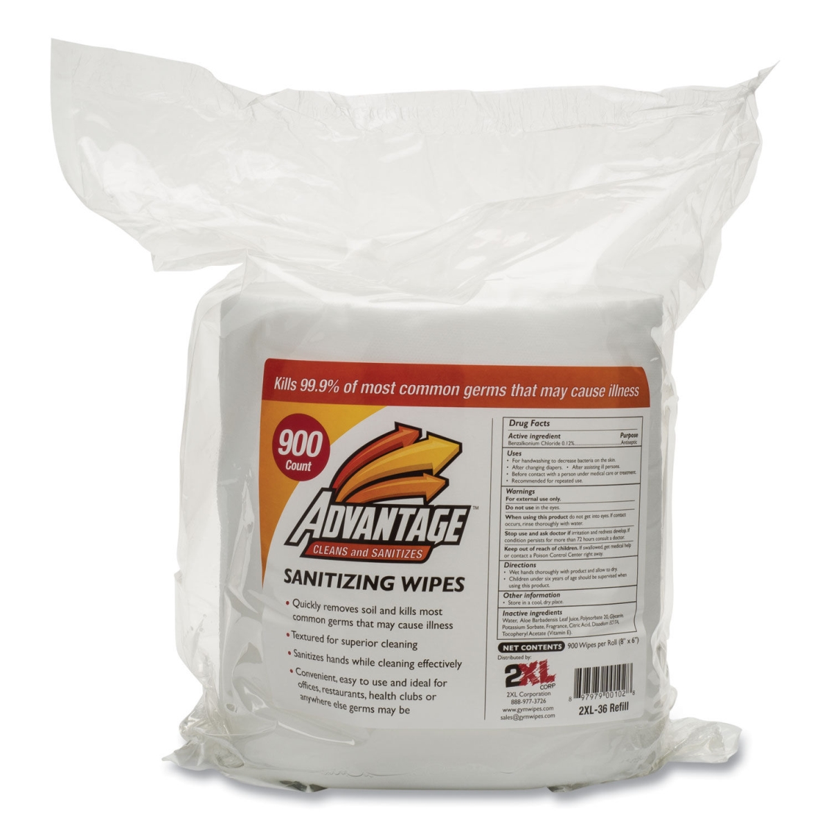 TXLL36 6 x 8 in. Advantage Gym Wipes, White -  2Xl, 2XL-36